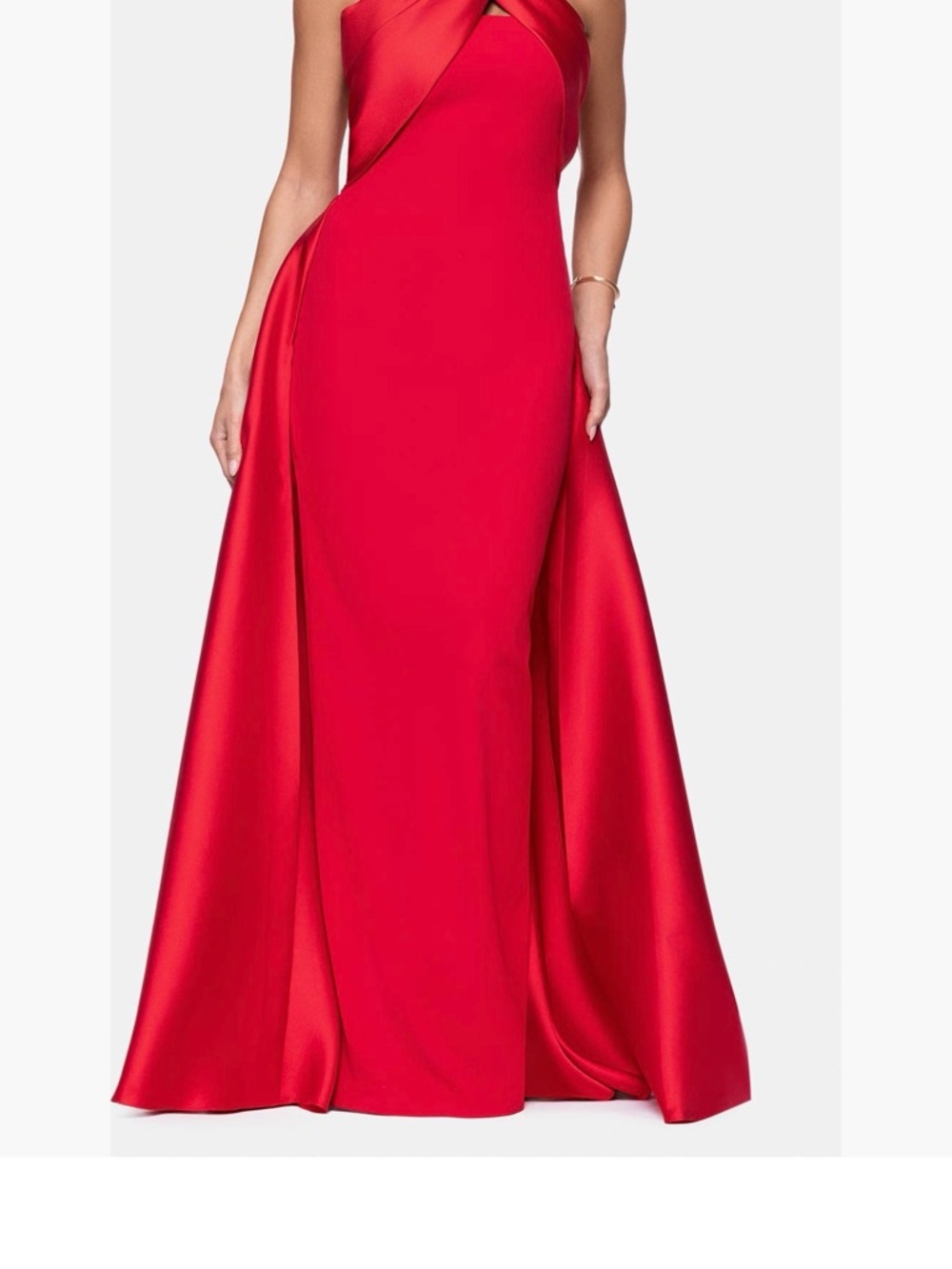 Betsy & Adam Red Satin Maxi Gown